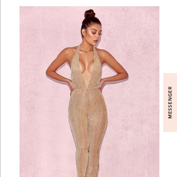 house of cb gold jumpsuit